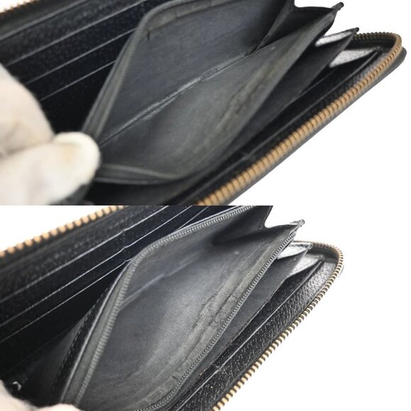 GUCCI GG Logo Marmont Long Zipper Wallet Leather Black GHW Italy 60FC119 - Picture 11 of 14